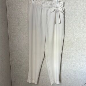 Express Cream Cropped Pants with Bow Detail